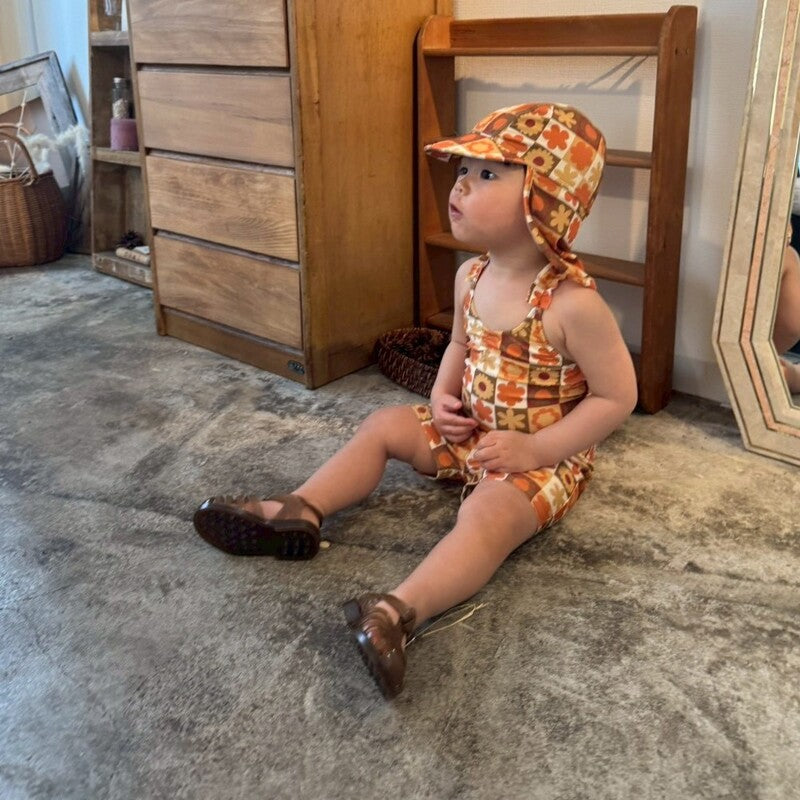 &pal（アンドパル）2026SS retro pattern swim pants orange レトロ花