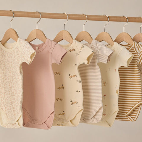 【D2】Quincy Mae（クインシーメイ）2026SS　SHORT SLEEVE BODYSUIT PACK  -CARNIVAL, HONEY STRIPE-  ショートスリーブボディスーツパック