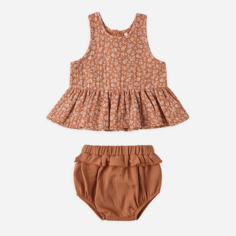 【D2】Quincy Mae（クインシーメイ）2026SS　SLEEVELESS PEPLUM SET -POPPY FLORAL-  ノースリーブ+ブルマセット