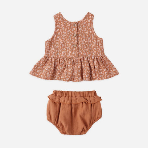 【D2】Quincy Mae（クインシーメイ）2026SS　SLEEVELESS PEPLUM SET -POPPY FLORAL-  ノースリーブ+ブルマセット