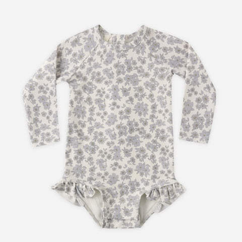 【D2】Quincy Mae（クインシーメイ）2026SS  OLIVIA  RASHGUARD ONE-PIECE -BLUE FLORAL-　ラッシュガードワンピース  ブルーフローラル