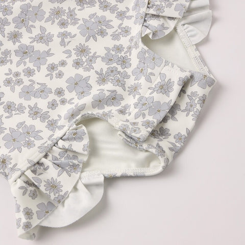 【D2】Quincy Mae（クインシーメイ）2026SS  OLIVIA  RASHGUARD ONE-PIECE -BLUE FLORAL-　ラッシュガードワンピース  ブルーフローラル