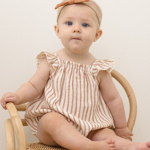 【D2】Quincy Mae（クインシーメイ）2026SS　BONNIE ROMPER -VINTAGE STRIPE-  ヴィンテージストライプ ロンパース