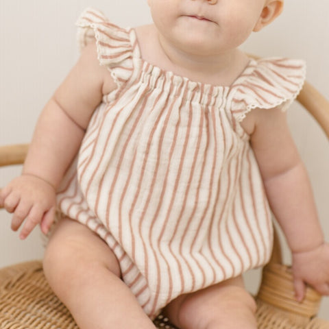 【D2】Quincy Mae（クインシーメイ）2026SS　BONNIE ROMPER -VINTAGE STRIPE-  ヴィンテージストライプ ロンパース