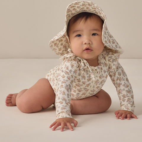 【D2】Quincy Mae（クインシーメイ）2026SS  BYRON RASHGUARD ONE-PIECE -WILDFLOWER-　ラッシュガードワンピース  ワイルドフラワー