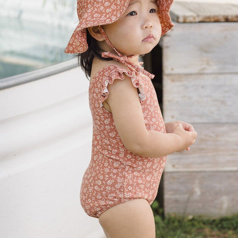 【D2】Quincy Mae（クインシーメイ）2026SS  SCOOP BACK ONE-PIECE SWIMSUIT -POPPY FLORAL-　花柄ワンピース水着  ポピーフローラル