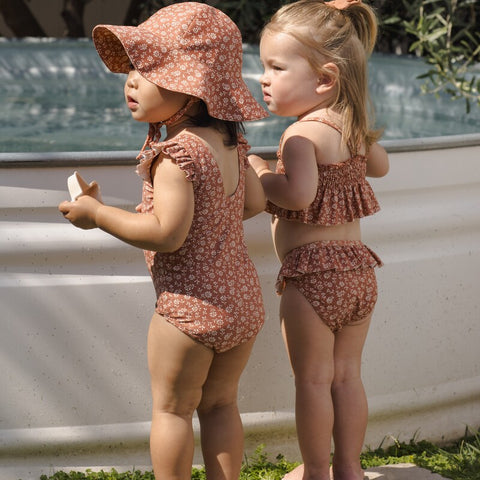 【D2】Quincy Mae（クインシーメイ）2026SS  SCOOP BACK ONE-PIECE SWIMSUIT -POPPY FLORAL-　花柄ワンピース水着  ポピーフローラル