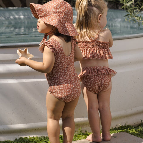 【D2】Quincy Mae（クインシーメイ）2026SS  SCOOP BACK ONE-PIECE SWIMSUIT -POPPY FLORAL-　花柄ワンピース水着  ポピーフローラル
