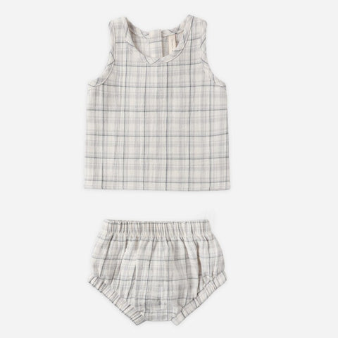 【D2】Quincy Mae（クインシーメイ）2026SS　WOVEN TANK SET -BLUE PLAID-  タンクトップセット　