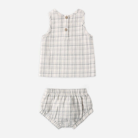 【D2】Quincy Mae（クインシーメイ）2026SS　WOVEN TANK SET -BLUE PLAID-  タンクトップセット　