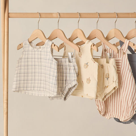 【D2】Quincy Mae（クインシーメイ）2026SS　WOVEN TANK SET -BLUE PLAID-  タンクトップセット　