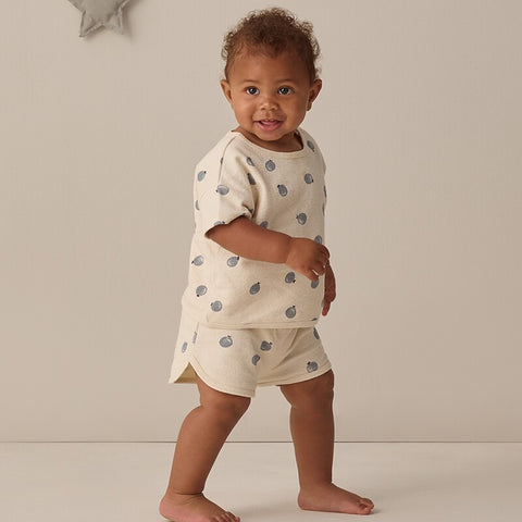 【D3】Quincy Mae（クインシーメイ）2026SS　EVIE TANK + SHORTIE SET -OCEAN STRIPE- ストライプ柄トップス+ショートパンツセット.