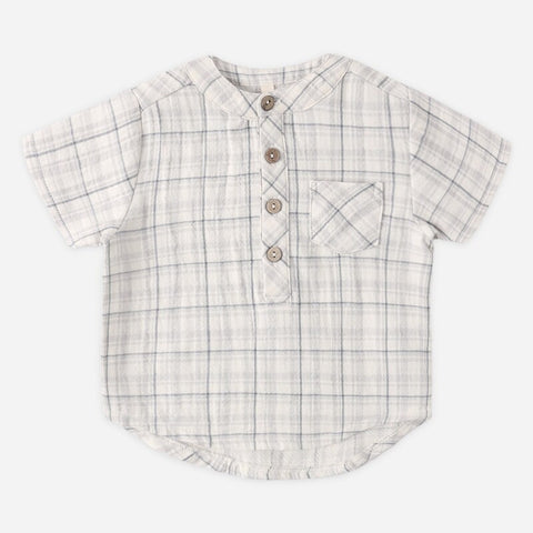 【D2】Quincy Mae（クインシーメイ）2026SS　JAXSON SHIRT -BLUE PLAID - 　ジャクソンシャツ 　ブルーチェック