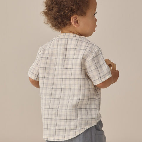 【D2】Quincy Mae（クインシーメイ）2026SS　JAXSON SHIRT -BLUE PLAID - 　ジャクソンシャツ 　ブルーチェック