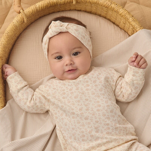 【D3】Quincy Mae（クインシーメイ）2026SS KNOTTED HEADBAND   -OCEAN STRIPE-  ベビーターバン（ヘアバンド）.