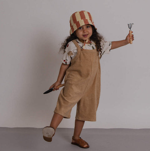 【D1】organic zoo（オーガニックズー）2026SS Wheat Terry Cropped Dungarees ダンガリー、オーバーオール