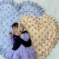 saruche（サルーチェ）Baby Play Mat Heart Frill - レギュラーサイズ / 薄手 - Orange Flower Stripe プレイマット、キルティングベビーマット.