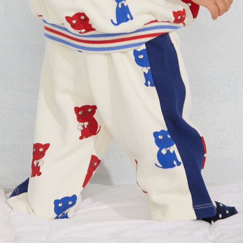【ch2】mini rodini（ミニロディーニ） 2026AW Kittens  Sweatpants　子ねこ柄スウェットパンツ