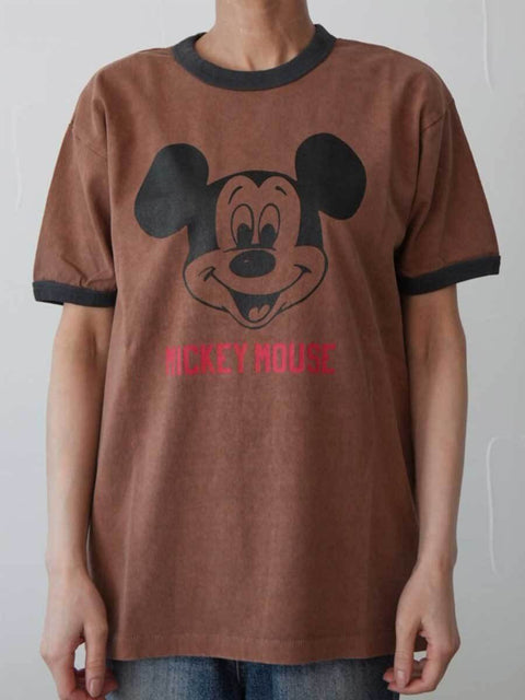 382. JOHNBULLE ジョンブル / MICKEY MOUSE RINGER Tシャツ(ホワイト/ブラック/ブラウン/ブルー)ユニセックス  (JT262C16)