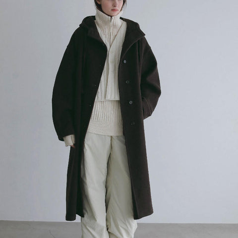 【10月下旬入荷次第お届けのご予約】anuke（アンヌーク） Wool Hoodie Coat ウールフーディコート（CGRY/BLK/BRN）62620001
