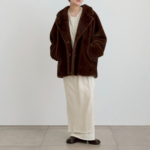 【11月中旬入荷次第お届けのご予約】anuke（アンヌーク）Eco Minkfur Jacket エコミンクファージャケット（IVR/BRN）62620110.