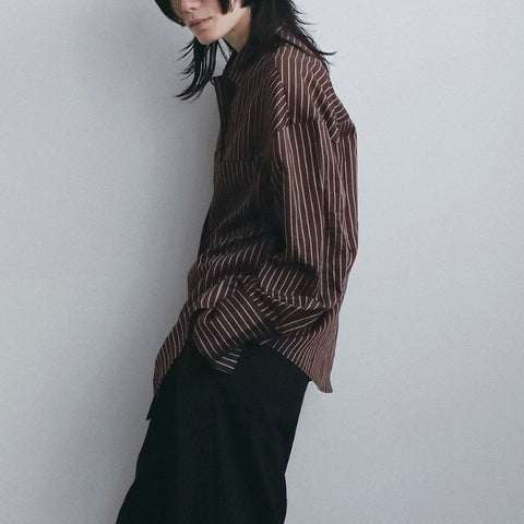 【10月中旬入荷次第お届けのご予約】anuke（アンヌーク）Opencollar Stripe Shirts ストライプシャツ（IVR/PNK/BRN）62620414.