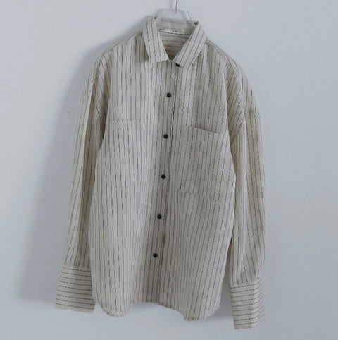 【10月中旬入荷次第お届けのご予約】anuke（アンヌーク）Opencollar Stripe Shirts ストライプシャツ（IVR/PNK/BRN）62620414.