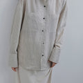 【10月中旬入荷次第お届けのご予約】anuke（アンヌーク）Opencollar Stripe Shirts ストライプシャツ（IVR/PNK/BRN）62620414.