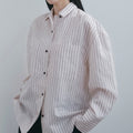 【10月中旬入荷次第お届けのご予約】anuke（アンヌーク）Opencollar Stripe Shirts ストライプシャツ（IVR/PNK/BRN）62620414.