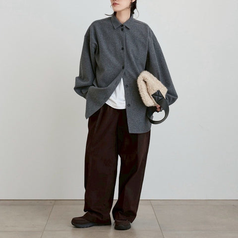 【10月中旬入荷次第お届けのご予約】anuke（アンヌーク）Wool Over Shirts ウールオーバーシャツ（IVR/CGRY/NVY）62620415