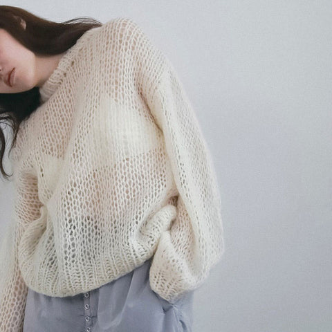 【10月下旬入荷次第お届けのご予約】anuke（アンヌーク） Lowgauge Mohair Knit モヘアニット（IVR/CGRY/MNT）62620533.