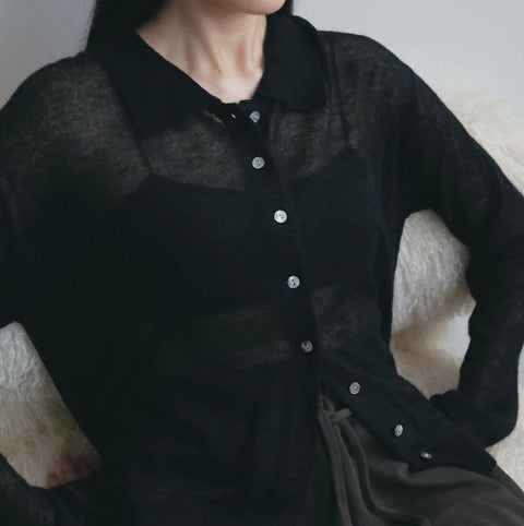 【10月下旬入荷次第お届けのご予約】anuke（アンヌーク）Over Knit Shirts オーバーニットシャツ（IVR/PNK/BLK） 62620542