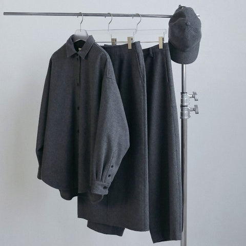 【10月中旬入荷次第お届けのご予約】anuke（アンヌーク）  Wool Cutoff Skirt ウールカットオフスカート（CGRY/NVY）62620807.