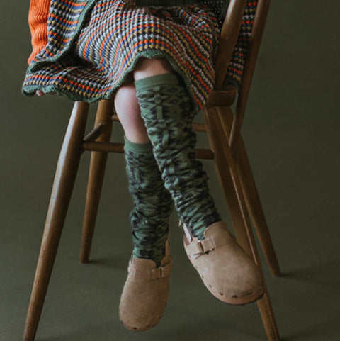 MABLI（マブリ） 2024AW ERYRI LONG SOCKS -MONSTERA/UMBER- ハイソックス