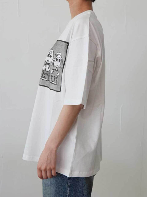381. JOHNBULLE ジョンブル / PEANUTS SHADE GANG Tシャツ(ホワイト)ユニセックス  (JT262C03)