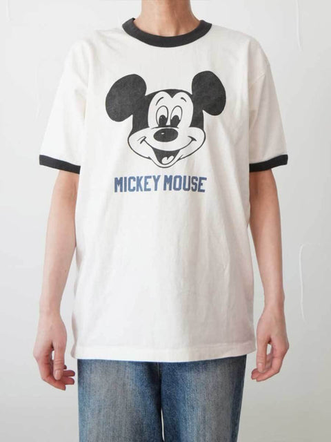 382. JOHNBULLE ジョンブル / MICKEY MOUSE RINGER Tシャツ(ホワイト/ブラック/ブラウン/ブルー)ユニセックス  (JT262C16)