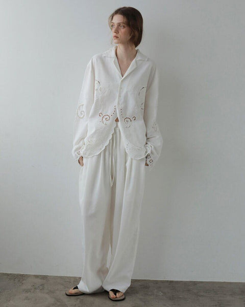 【3月下旬入荷次第お届けのご予約】anuke（アンヌーク） Cutwork Opencollar Shirts 62710419.