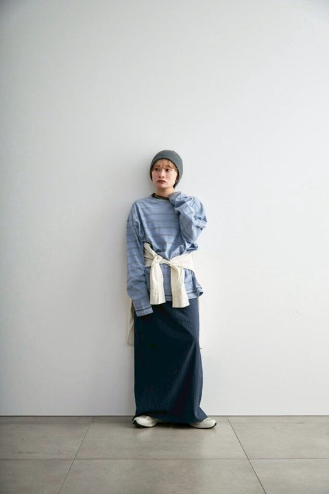 【3月中旬入荷次第お届けのご予約】anuke（アンヌーク） Border Loose Long T-shirts 62620620.