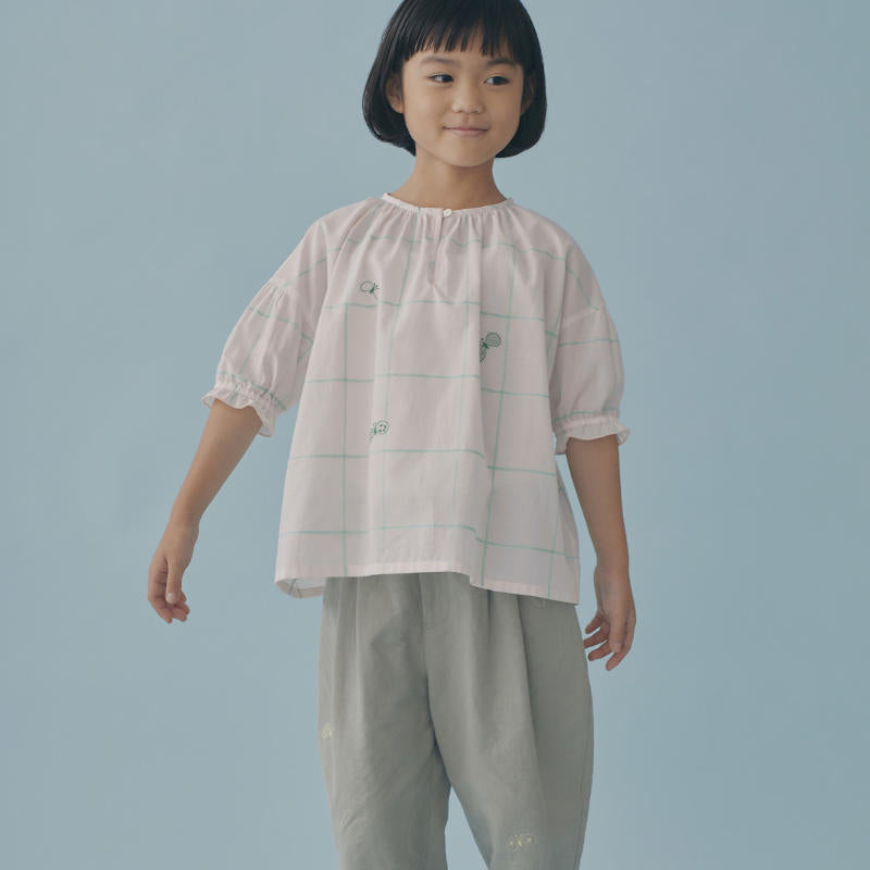 mina perhonen（ミナペルホネン） 24SS choucho ギャザーブラウス light gray ACS1149P