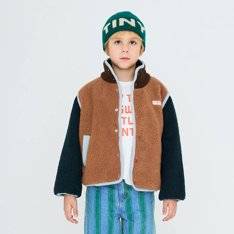 【drop1】TINYCOTTONS / タイニーコットンズ 2026AW Color Block Sherpa Jacket キッズジャケット.