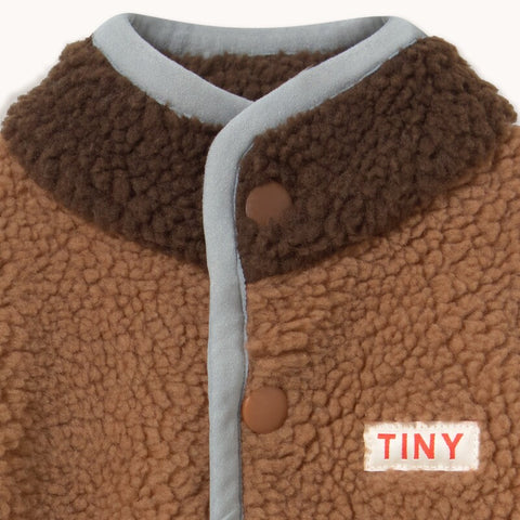 【drop2】TINYCOTTONS / タイニーコットンズ2026AW    COLOR BLOCK SHERPA ONE-PIECE  light brown　ベビーカバーオール