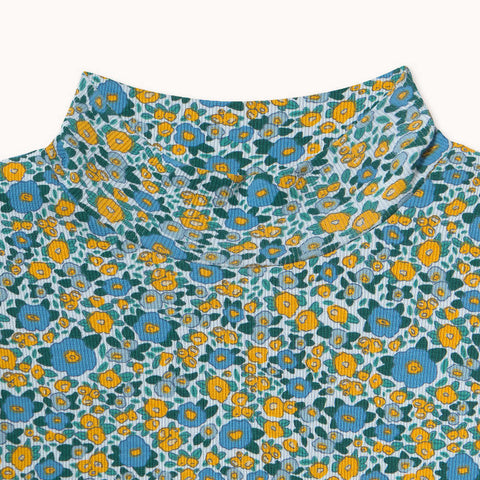 【drop1】TINYCOTTONS / タイニーコットンズ2026AW FLOWER PATTERN RIB MOCKNECKキッズリブTシャツ.