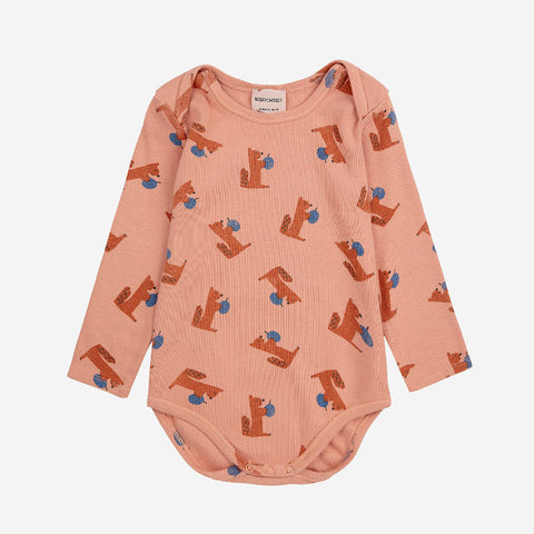 [drop2] BOBO CHOSES 2024AW Baby Hungry Squirrel all over body long sleeve romper