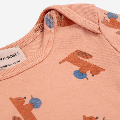 【drop2】BOBO CHOSES（ボボショーズ）2024AW Baby Hungry Squirrel all over body 長袖ロンパース