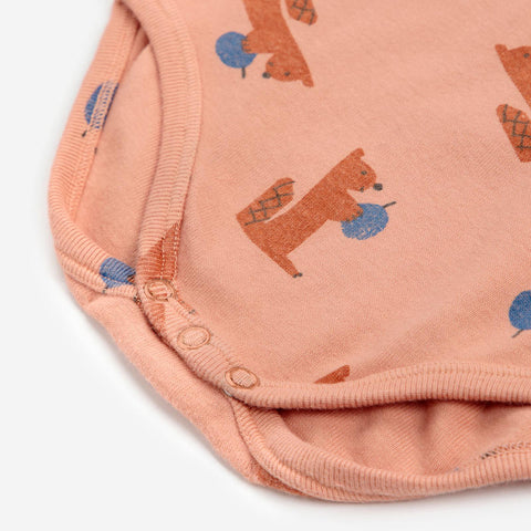 [drop2] BOBO CHOSES 2024AW Baby Hungry Squirrel all over body long sleeve romper