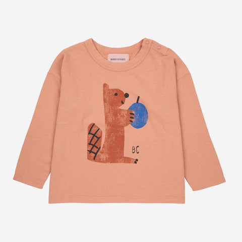 BOBO CHOSES 2024AW Baby Hungry Squirrel T-shirt Long Sleeve T-shirt