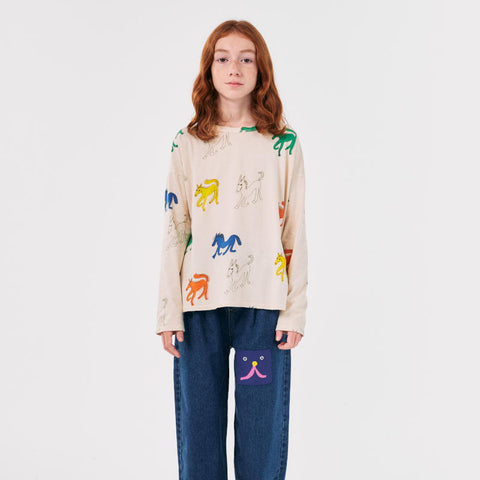 BOBO CHOSES 2024AW Wonder Horse all over T-shirt Kids long sleeve T-shirt