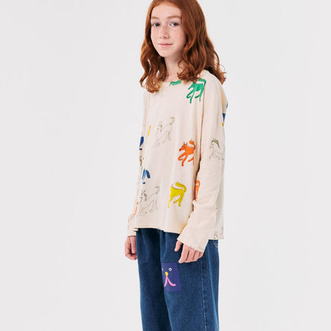 BOBO CHOSES（ボボショーズ）2024AW Wonder Horse all over T-shirt キッズ長袖Tシャツ