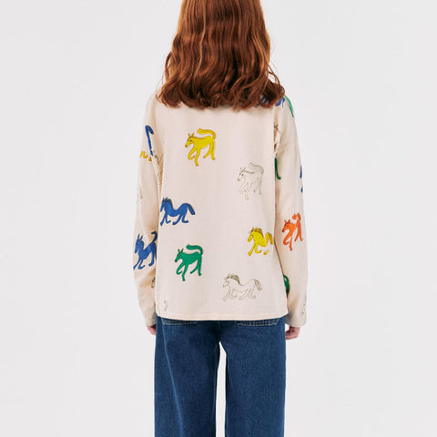 BOBO CHOSES（ボボショーズ）2024AW Wonder Horse all over T-shirt キッズ長袖Tシャツ