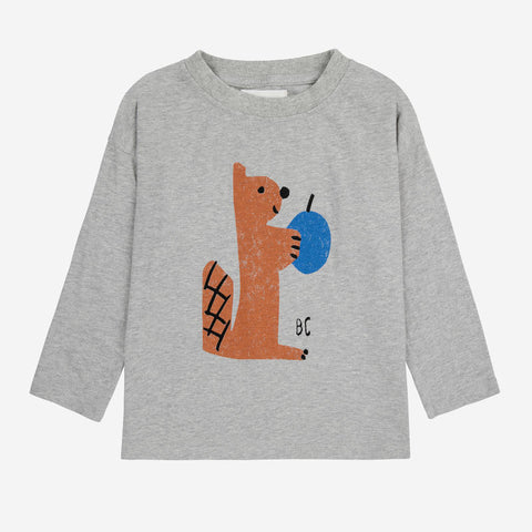 BOBO CHOSES 2024AW Hungry Squirrel T-shirt Kids' long-sleeved T-shirt